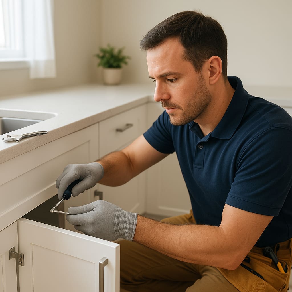 Handyman bei der Arbeit in einer Wohnung